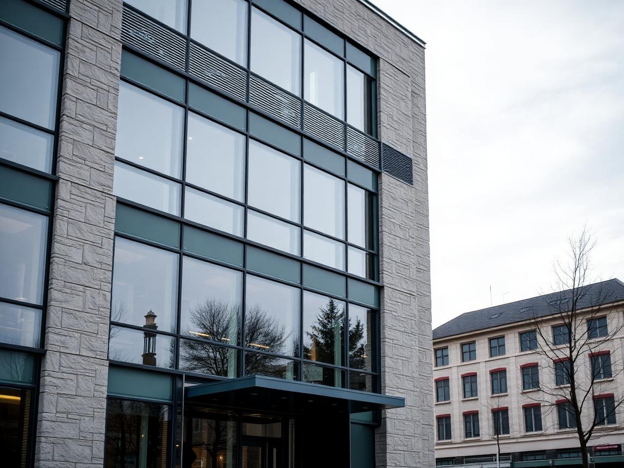 Gepflegtes Geschäftshaus mit Glasfassade
